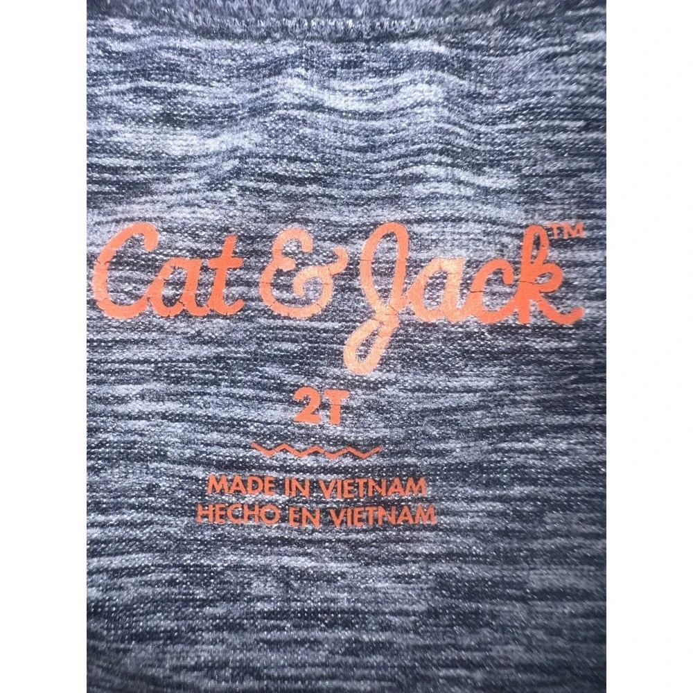 Cat & Jack Toddler Gray Heather Coral Stripe Long Sleeve Tee 2T (1055)